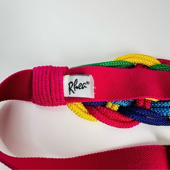 Rhea VTG Pink Rainbow Knot Front Back Closure Elastic Belt 30 In. - Picture 3 of 3